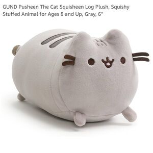 NWT GUND Pusheen The Cat Squisheen Log Plush, Squishy Stuffed Animal, Gray, 6”